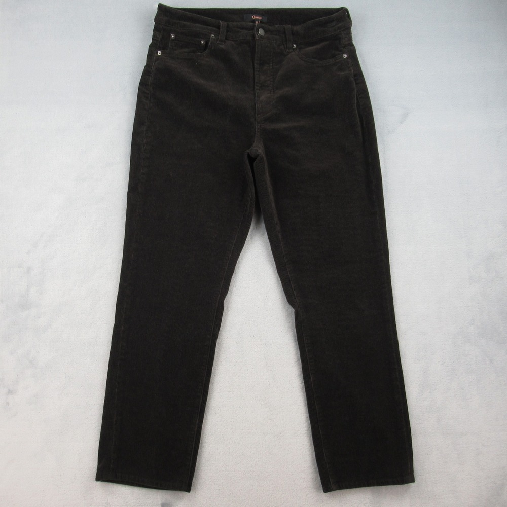 Quince Organic Stretch Corduroy Straight Leg Pants Womens 12 Espresso Brown